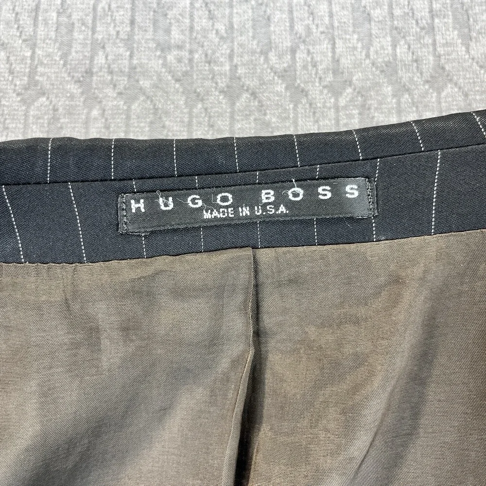 Hugo boss stretch Men (42R) made in USA black pinstripe formal business‎ blazer